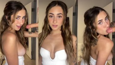 Tits Out: Jenawolfy Gets Her Mouth Stuffed By A Wall-Mounted Cock