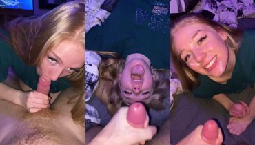 Blowjob Ends in Cumshot Facial for Naughty Jade